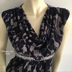 poise cowl neck tank top with beaded empire waist